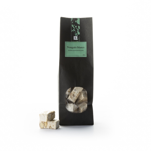 Soft Montélimar-style white nougat