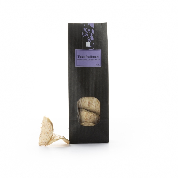 Crispy feuilletine tiles with white chocolate