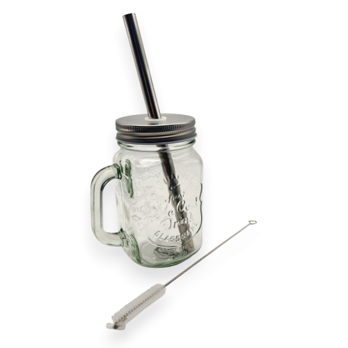 Mug en verre avec paille réutilisable, Louvins