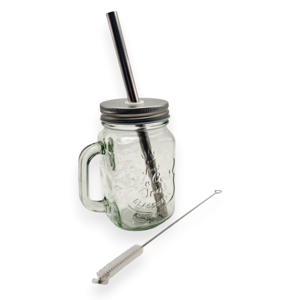 Mug en verre avec paille réutilisable, Louvins