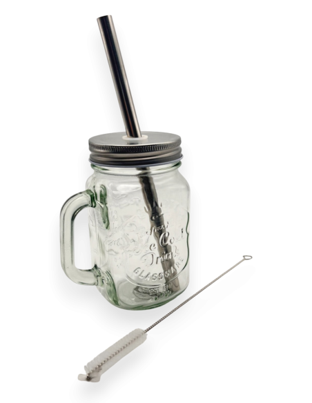 Mug en verre avec paille réutilisable, Louvins