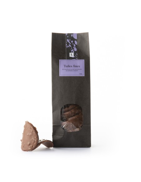 Tuiles fines de Chocolat au lait aux éclats de caramel d’Isigny