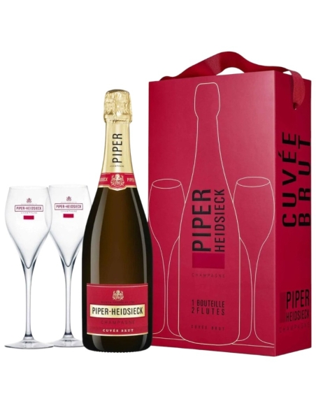 Piper-Heidsieck, Coffret Cuvée Brut, 1 bouteille 2 flûtes,  Champagne AOP