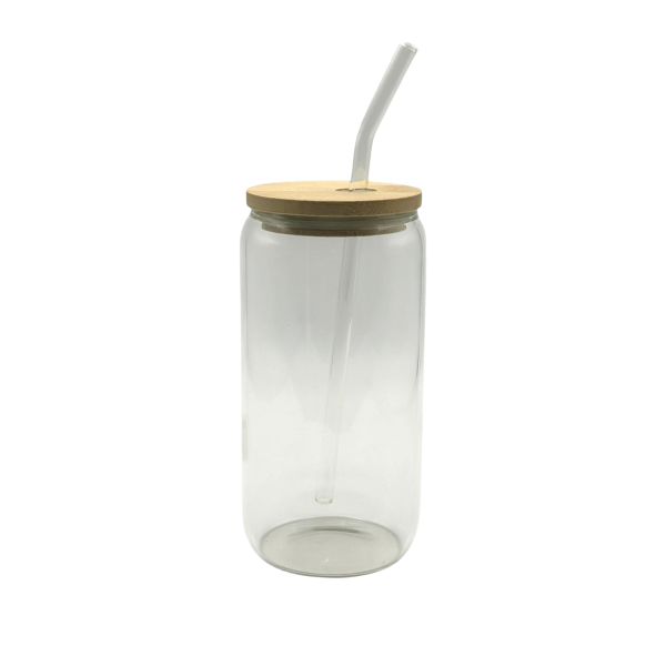 Verre transparent cylindrique de 500 ml avec paille et couvercle