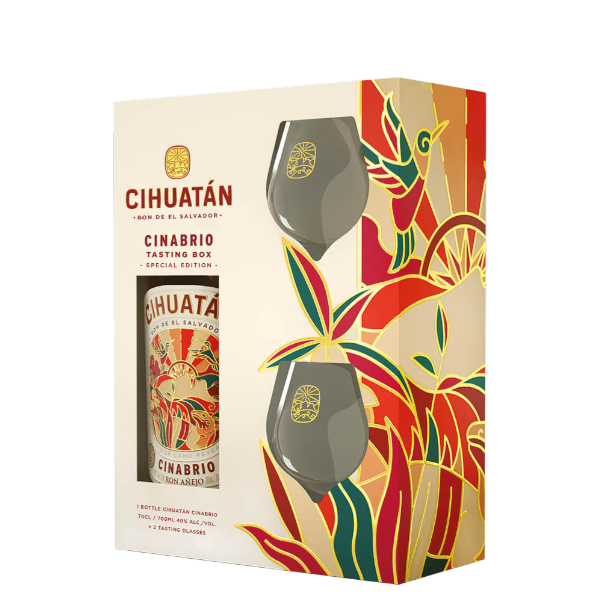 Coffret Cihuatán Cinabrio 12 ans + 2 verres - Rhum 40%