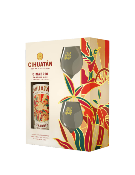 Coffret Cihuatán Cinabrio 12 ans + 2 verres - Rhum 40%
