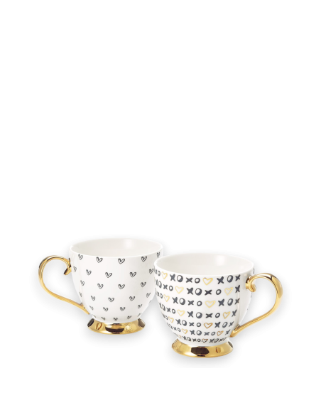 Duo de mug en porcelaine avec dorure - 0,35l - Louvins