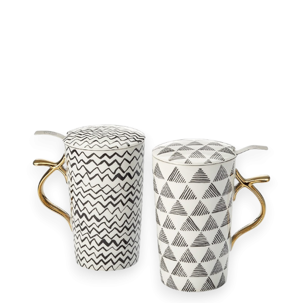 Tisanière Liva - Motif Vague ou rectangle - Porcelaine - filtre en acier inox (40 cl) - Louvins