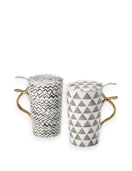 Tisanière Liva - Motif Vague ou rectangle - Porcelaine - filtre en acier inox (40 cl) - Louvins