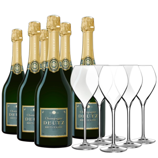 Deutz Champagne - 6 classic champagnes + 6 flutes - Champagne AOC