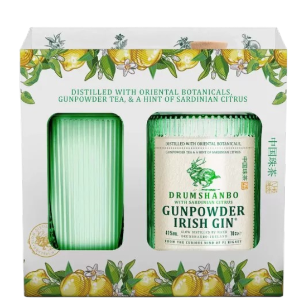Drumshanbo Gunpowder - Coffret 1 verre - Agrumes de Sardaigne - Irish Gin 43%