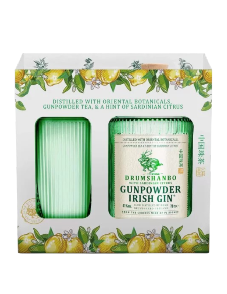 Drumshanbo Gunpowder - Coffret 1 verre - Agrumes de Sardaigne - Irish Gin 43%