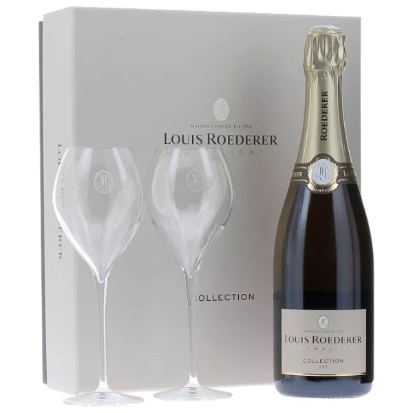 Louis Roederer - Collection 246 and two flutes - Premium Gift Set - Brut - Champagne AOC