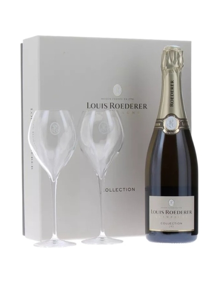 Louis Roederer - Collection 246 and two flutes - Premium Gift Set - Brut - Champagne AOC