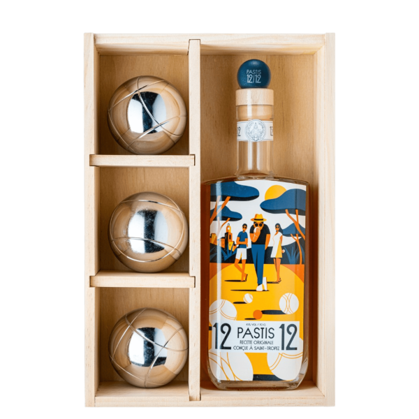 Pastis 12/12 - Coffret pétanque 3 boules - Pastis 45%