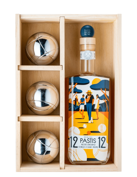 Pastis 12/12 - Coffret pétanque 3 boules - Pastis 45%