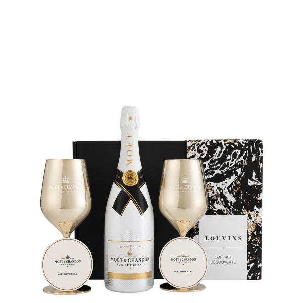 Moët & Chandon - Ice Impérial - Coffret 1 bouteille - 2 verres - 2 dessous de verre - Demi-sec - Champagne AOC