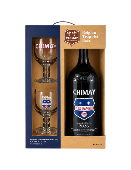 Chimay Abbey - 2026 Chimay Grande Réserve Magnum + 2 glasses - Trappist beer 9%