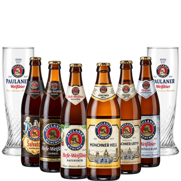 Paulaner - Gift set: 6 Paulaner beers + 2 glasses