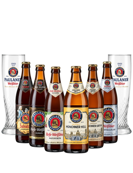 Paulaner - Coffret de 6 Paulaner + 2 verres - Bières