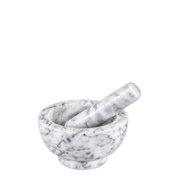 Mortier & Pilon en Marbre Blanc – 16 cm - Louvins
