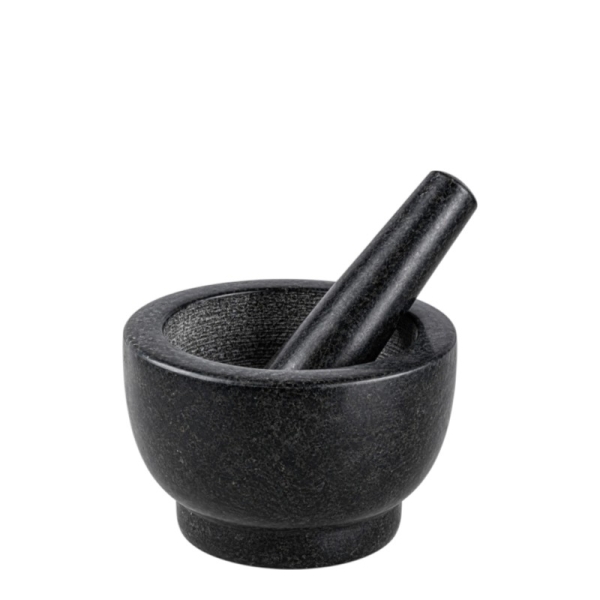 Mortier & Pilon en Granit Noir Poli – 15 cm - Louvins