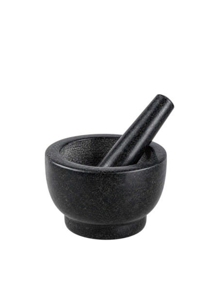 Mortier & Pilon en Granit Noir Poli – 15 cm - Louvins