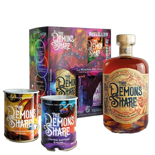 The Demon's Share - La Reserva del Diablo 6 Years Old + 2 verres - Etui - Rhum 40%