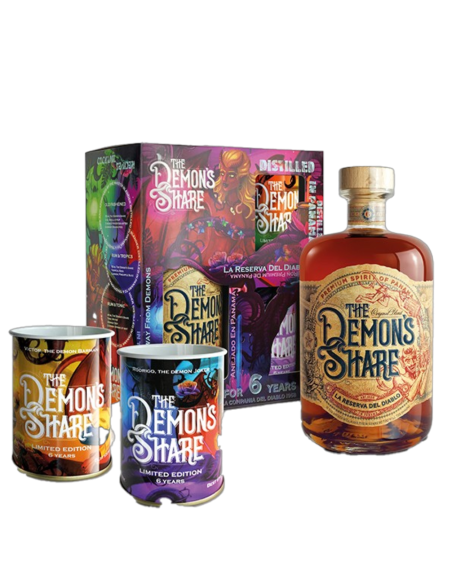 The Demon's Share - La Reserva del Diablo 6 Years Old + 2 glasses - Case - Rum 40%