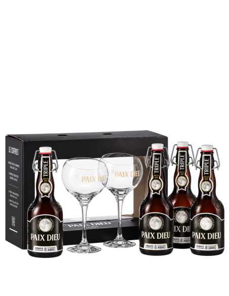 Brasserie Caulier - Coffret 4 Paix Dieu Triple 33cl + 2 verres - bière blonde 10%