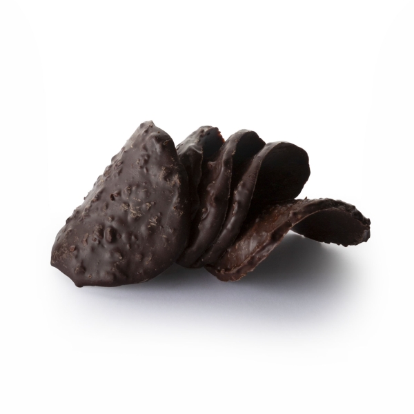 Tuiles fines de Chocolat noir aux éclats de caramel d’Isigny