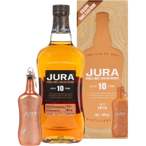 Jura, 10 years old, Whisky 40%, flask gift set | Louvins